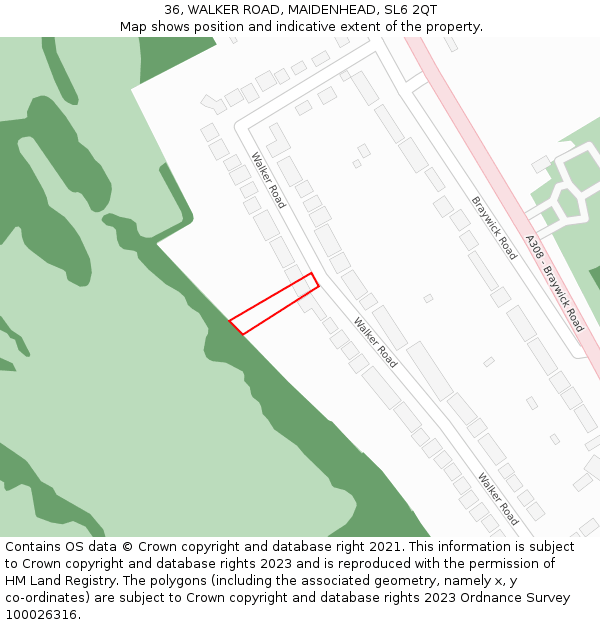 36, WALKER ROAD, MAIDENHEAD, SL6 2QT: Location map and indicative extent of plot