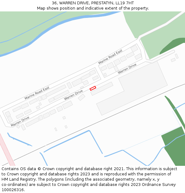 36, WARREN DRIVE, PRESTATYN, LL19 7HT: Location map and indicative extent of plot
