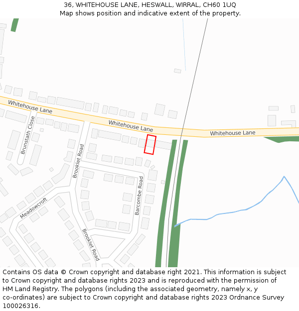 36, WHITEHOUSE LANE, HESWALL, WIRRAL, CH60 1UQ: Location map and indicative extent of plot