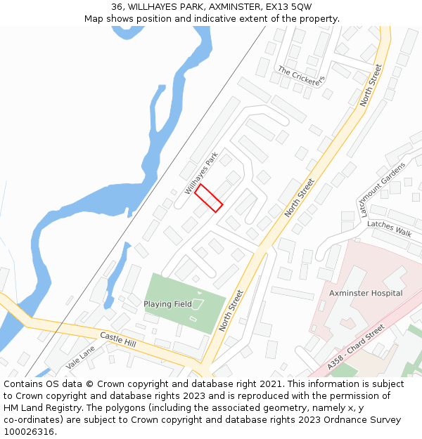 36, WILLHAYES PARK, AXMINSTER, EX13 5QW: Location map and indicative extent of plot