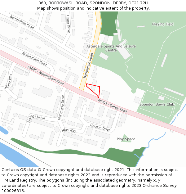 360, BORROWASH ROAD, SPONDON, DERBY, DE21 7PH: Location map and indicative extent of plot