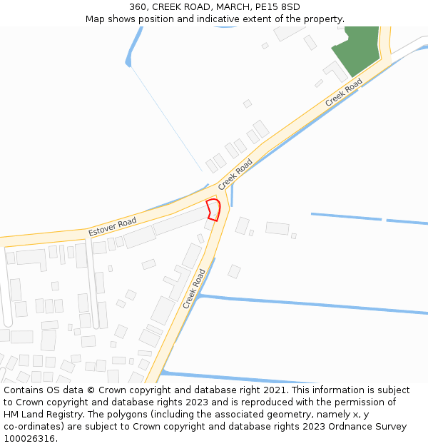 360, CREEK ROAD, MARCH, PE15 8SD: Location map and indicative extent of plot