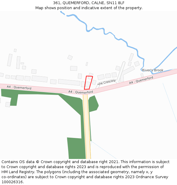 361, QUEMERFORD, CALNE, SN11 8LF: Location map and indicative extent of plot