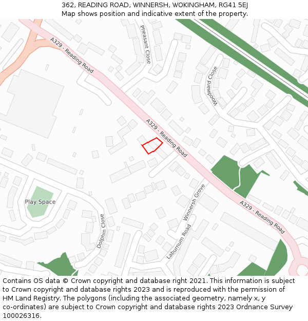 362, READING ROAD, WINNERSH, WOKINGHAM, RG41 5EJ: Location map and indicative extent of plot