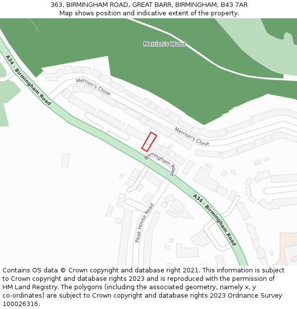 363, BIRMINGHAM ROAD, GREAT BARR, BIRMINGHAM, B43 7AR: Location map and indicative extent of plot