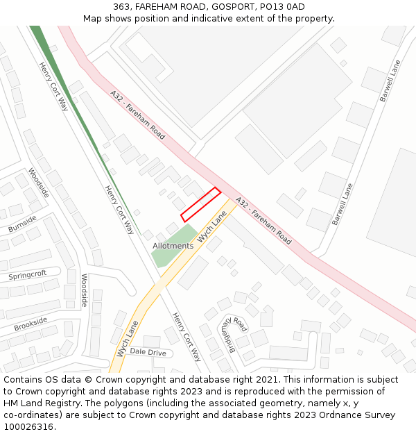 363, FAREHAM ROAD, GOSPORT, PO13 0AD: Location map and indicative extent of plot