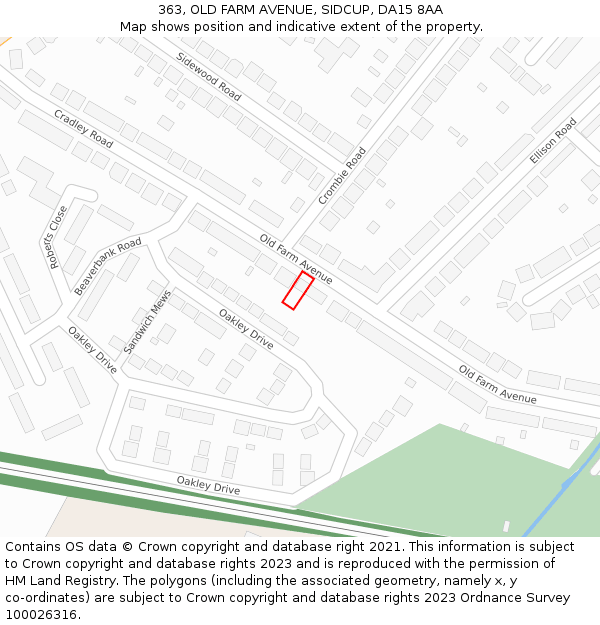 363, OLD FARM AVENUE, SIDCUP, DA15 8AA: Location map and indicative extent of plot