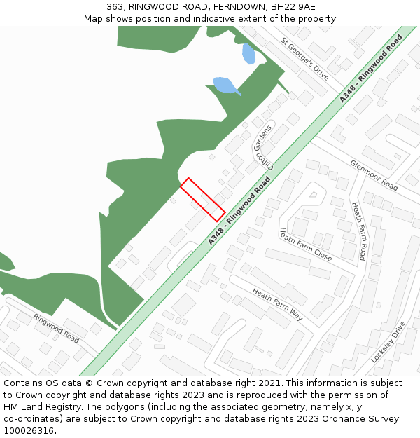 363, RINGWOOD ROAD, FERNDOWN, BH22 9AE: Location map and indicative extent of plot