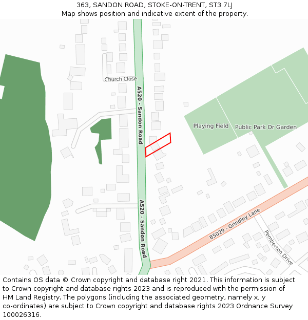 363, SANDON ROAD, STOKE-ON-TRENT, ST3 7LJ: Location map and indicative extent of plot