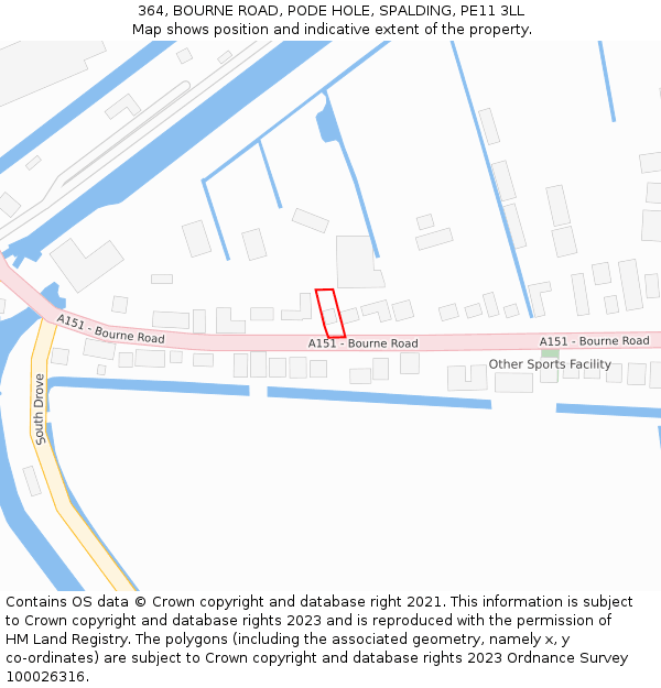364, BOURNE ROAD, PODE HOLE, SPALDING, PE11 3LL: Location map and indicative extent of plot