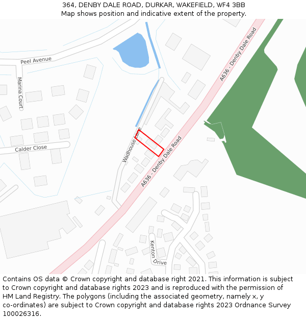 364, DENBY DALE ROAD, DURKAR, WAKEFIELD, WF4 3BB: Location map and indicative extent of plot