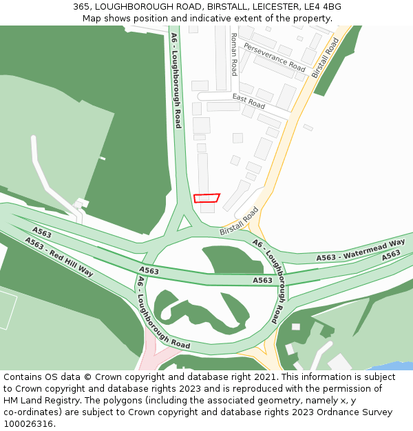 365, LOUGHBOROUGH ROAD, BIRSTALL, LEICESTER, LE4 4BG: Location map and indicative extent of plot