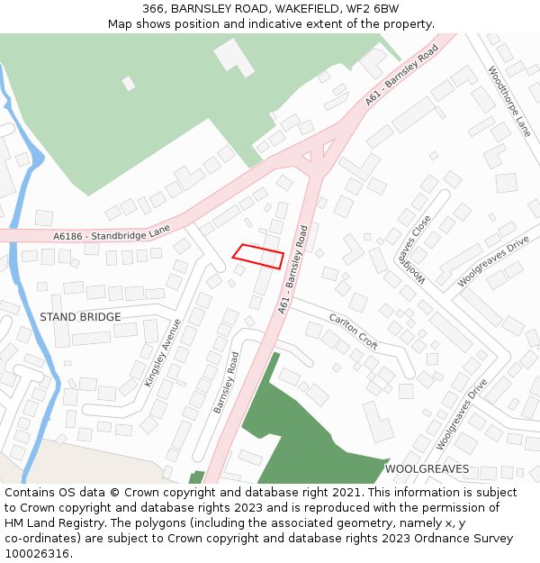 366, BARNSLEY ROAD, WAKEFIELD, WF2 6BW: Location map and indicative extent of plot