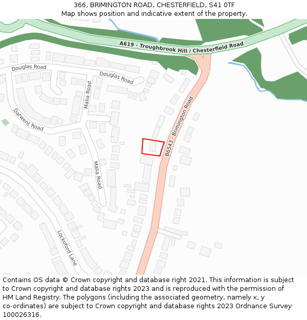 366, BRIMINGTON ROAD, CHESTERFIELD, S41 0TF: Location map and indicative extent of plot