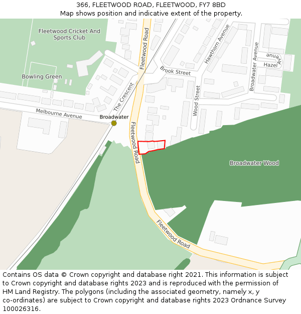 366, FLEETWOOD ROAD, FLEETWOOD, FY7 8BD: Location map and indicative extent of plot