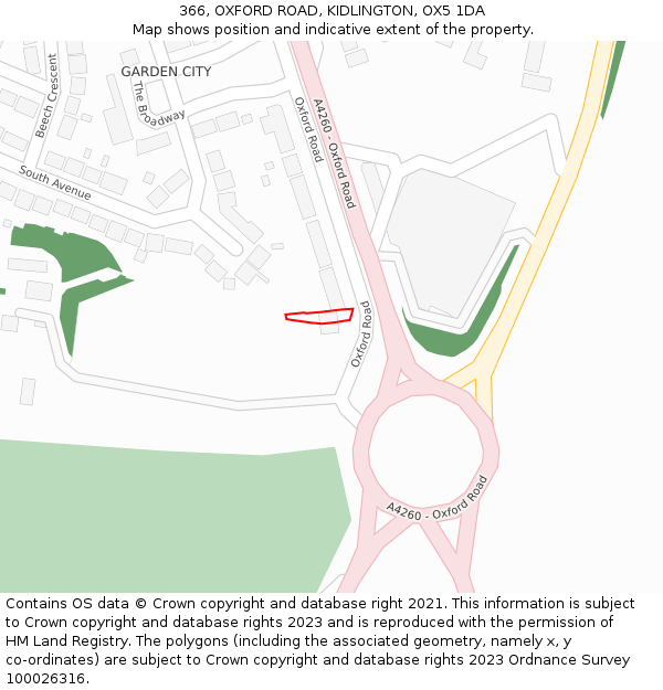 366, OXFORD ROAD, KIDLINGTON, OX5 1DA: Location map and indicative extent of plot