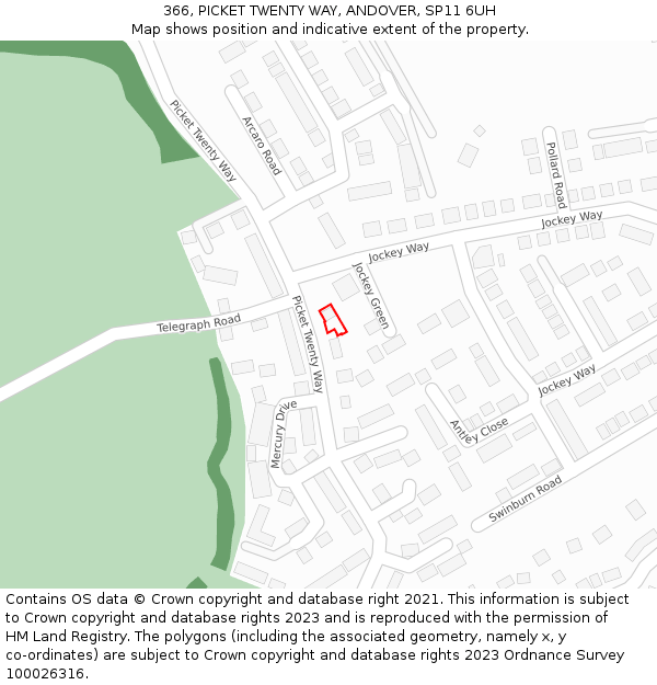 366, PICKET TWENTY WAY, ANDOVER, SP11 6UH: Location map and indicative extent of plot