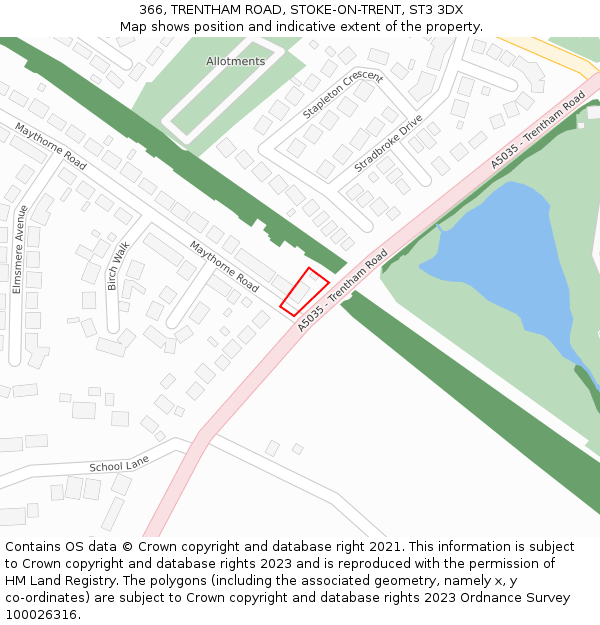 366, TRENTHAM ROAD, STOKE-ON-TRENT, ST3 3DX: Location map and indicative extent of plot