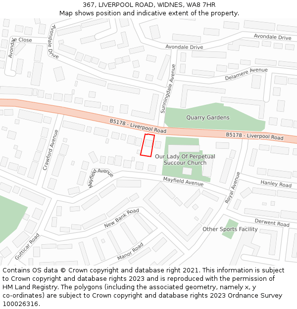 367, LIVERPOOL ROAD, WIDNES, WA8 7HR: Location map and indicative extent of plot