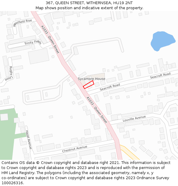 367, QUEEN STREET, WITHERNSEA, HU19 2NT: Location map and indicative extent of plot