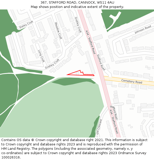 367, STAFFORD ROAD, CANNOCK, WS11 4AU: Location map and indicative extent of plot