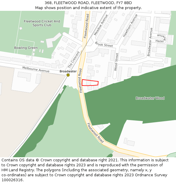 368, FLEETWOOD ROAD, FLEETWOOD, FY7 8BD: Location map and indicative extent of plot