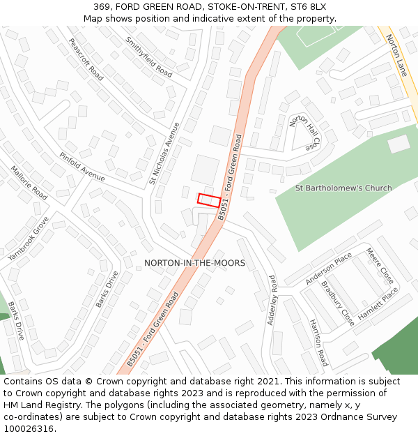 369, FORD GREEN ROAD, STOKE-ON-TRENT, ST6 8LX: Location map and indicative extent of plot