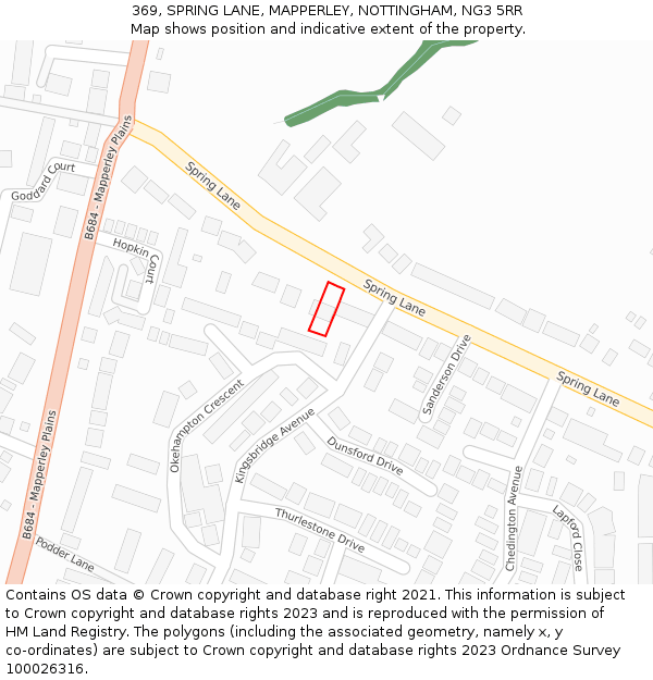 369, SPRING LANE, MAPPERLEY, NOTTINGHAM, NG3 5RR: Location map and indicative extent of plot