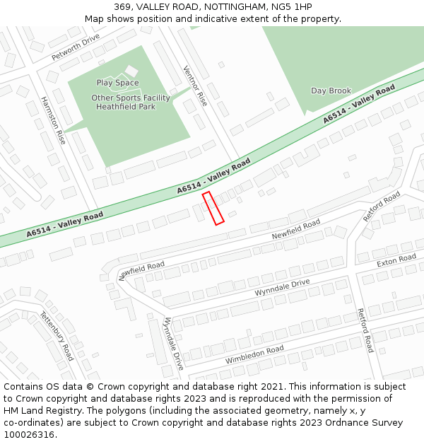 369, VALLEY ROAD, NOTTINGHAM, NG5 1HP: Location map and indicative extent of plot