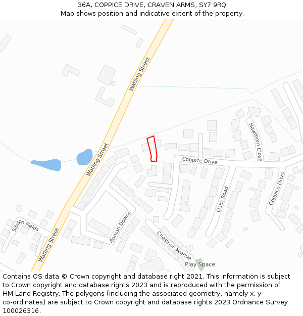 36A, COPPICE DRIVE, CRAVEN ARMS, SY7 9RQ: Location map and indicative extent of plot