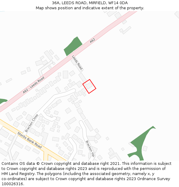 36A, LEEDS ROAD, MIRFIELD, WF14 0DA: Location map and indicative extent of plot