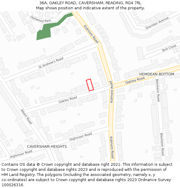 36A, OAKLEY ROAD, CAVERSHAM, READING, RG4 7RL: Location map and indicative extent of plot