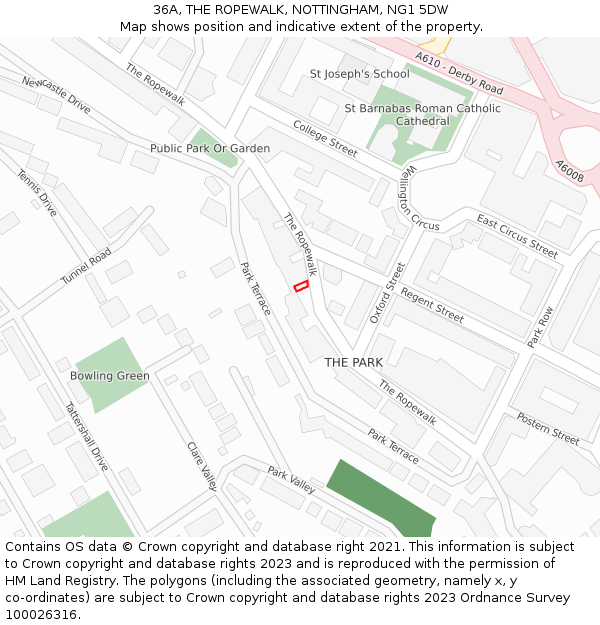 36A, THE ROPEWALK, NOTTINGHAM, NG1 5DW: Location map and indicative extent of plot