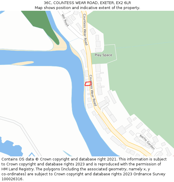 36C, COUNTESS WEAR ROAD, EXETER, EX2 6LR: Location map and indicative extent of plot