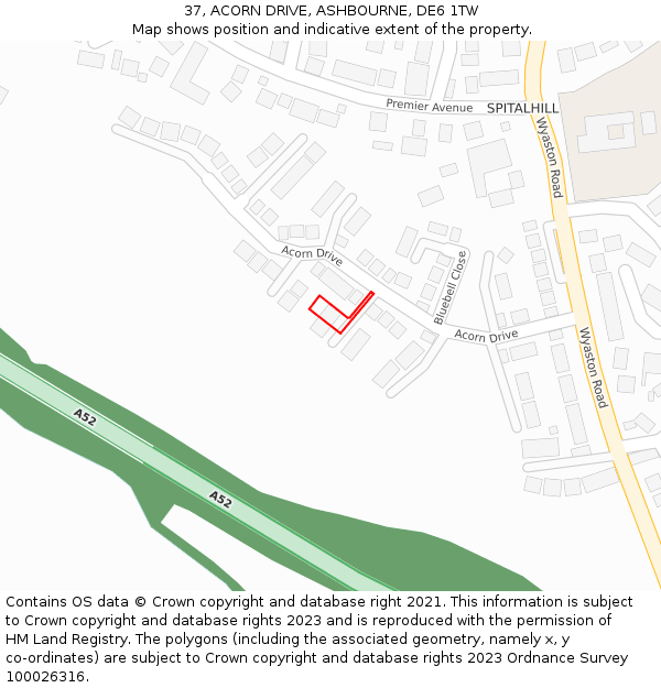 37, ACORN DRIVE, ASHBOURNE, DE6 1TW: Location map and indicative extent of plot
