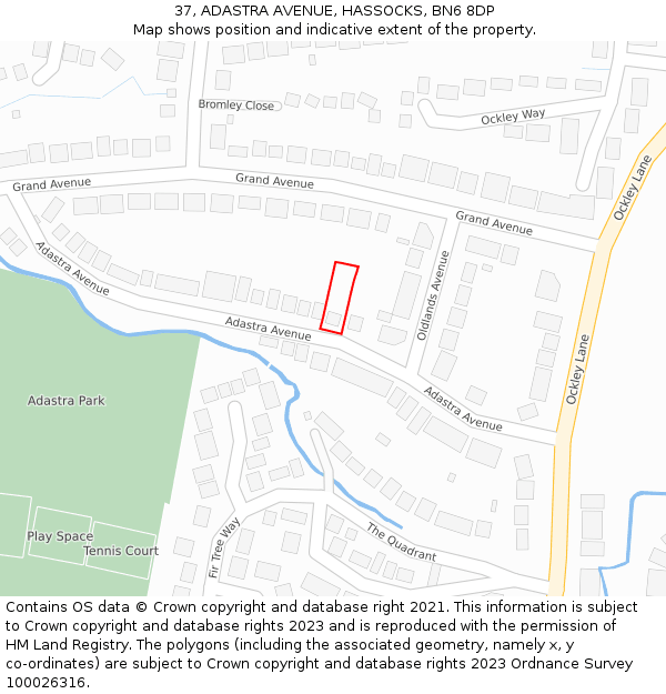 37, ADASTRA AVENUE, HASSOCKS, BN6 8DP: Location map and indicative extent of plot