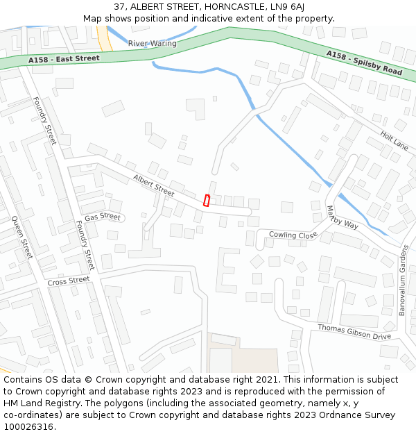 37, ALBERT STREET, HORNCASTLE, LN9 6AJ: Location map and indicative extent of plot