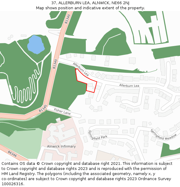 37, ALLERBURN LEA, ALNWICK, NE66 2NJ: Location map and indicative extent of plot