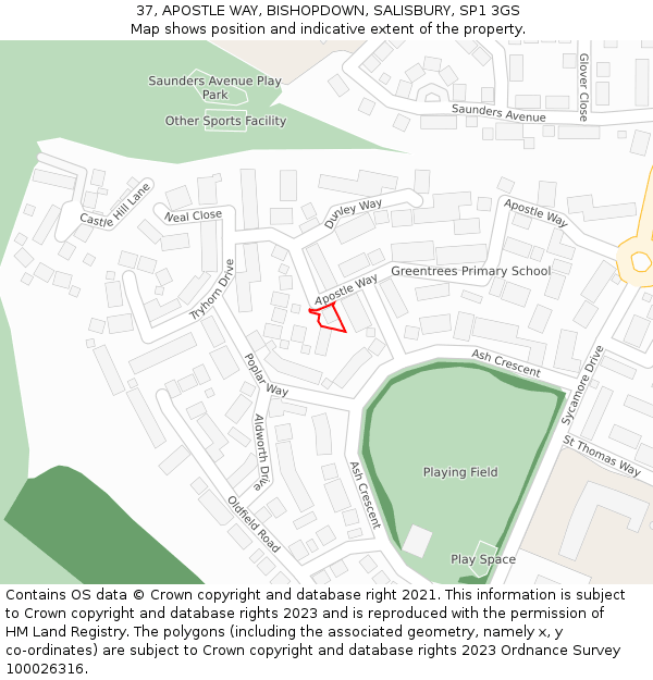 37, APOSTLE WAY, BISHOPDOWN, SALISBURY, SP1 3GS: Location map and indicative extent of plot