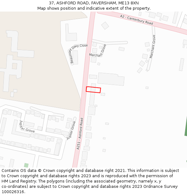 37, ASHFORD ROAD, FAVERSHAM, ME13 8XN: Location map and indicative extent of plot