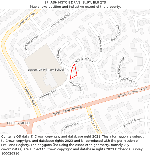 37, ASHINGTON DRIVE, BURY, BL8 2TS: Location map and indicative extent of plot