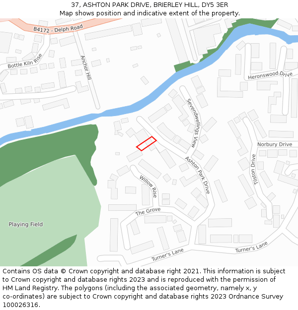 37, ASHTON PARK DRIVE, BRIERLEY HILL, DY5 3ER: Location map and indicative extent of plot