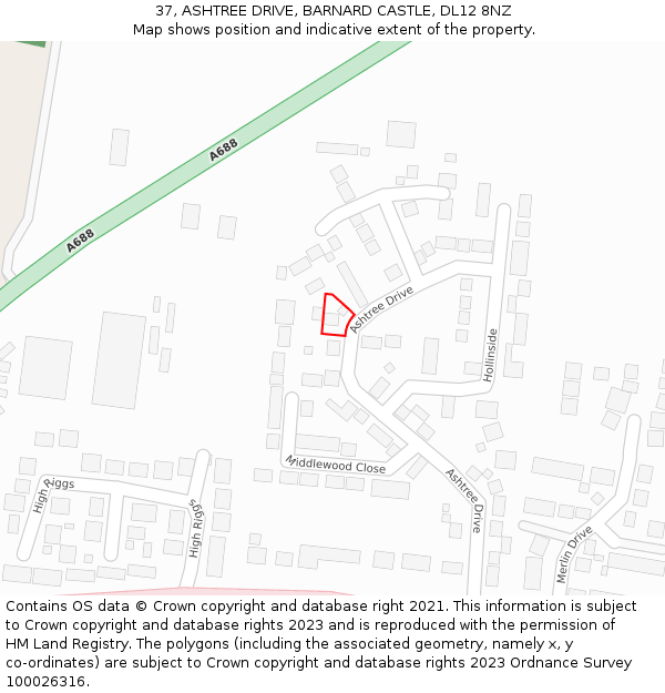37, ASHTREE DRIVE, BARNARD CASTLE, DL12 8NZ: Location map and indicative extent of plot
