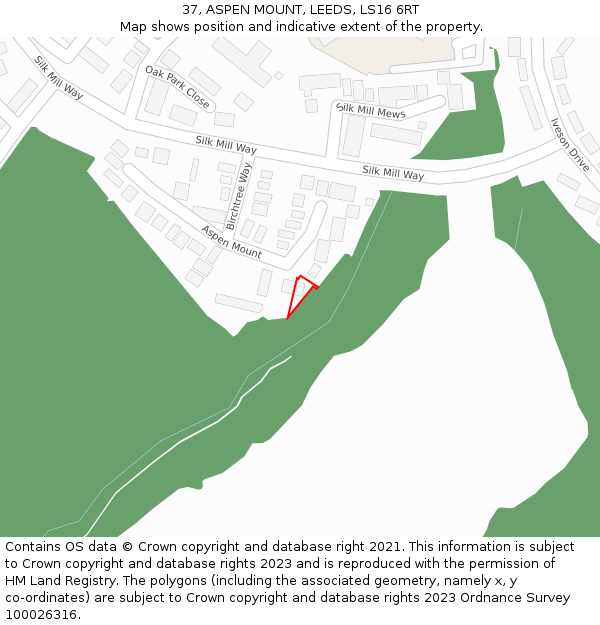 37, ASPEN MOUNT, LEEDS, LS16 6RT: Location map and indicative extent of plot