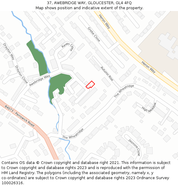 37, AWEBRIDGE WAY, GLOUCESTER, GL4 4FQ: Location map and indicative extent of plot