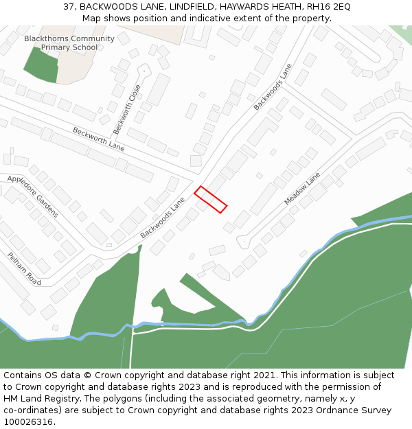 37, BACKWOODS LANE, LINDFIELD, HAYWARDS HEATH, RH16 2EQ: Location map and indicative extent of plot