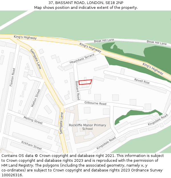 37, BASSANT ROAD, LONDON, SE18 2NP: Location map and indicative extent of plot