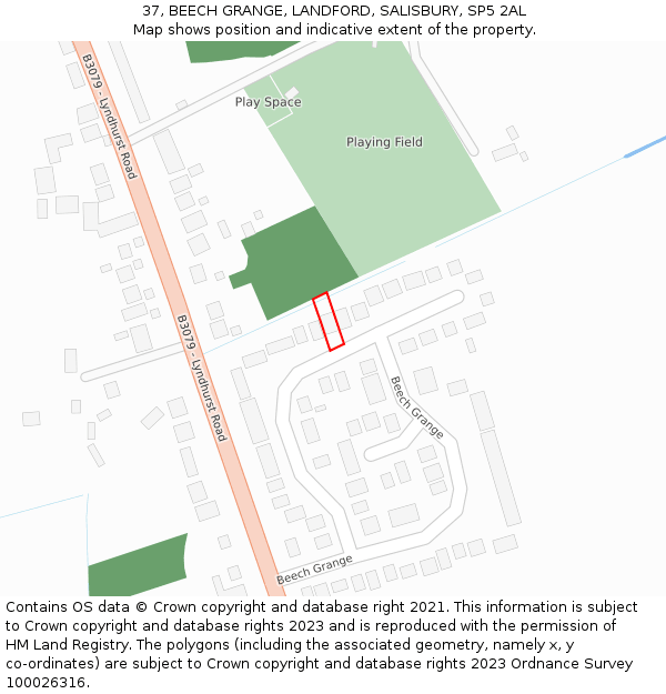 37, BEECH GRANGE, LANDFORD, SALISBURY, SP5 2AL: Location map and indicative extent of plot