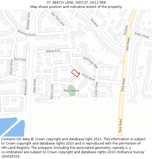 37, BEECH LANE, DIDCOT, OX11 6EB: Location map and indicative extent of plot