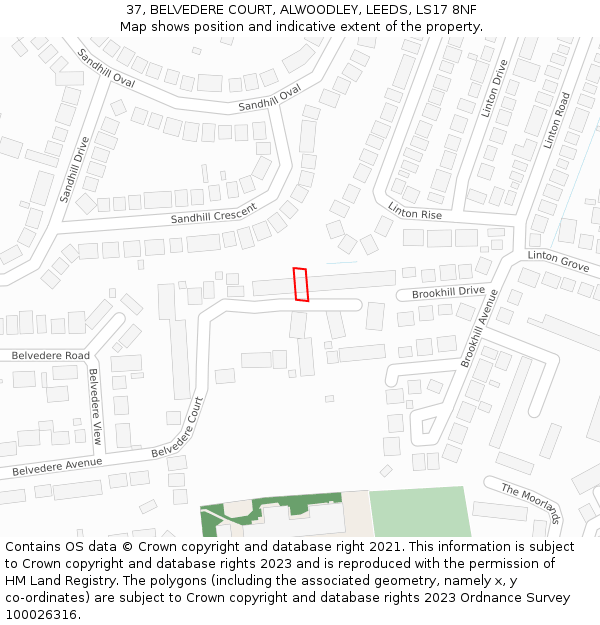 37, BELVEDERE COURT, ALWOODLEY, LEEDS, LS17 8NF: Location map and indicative extent of plot